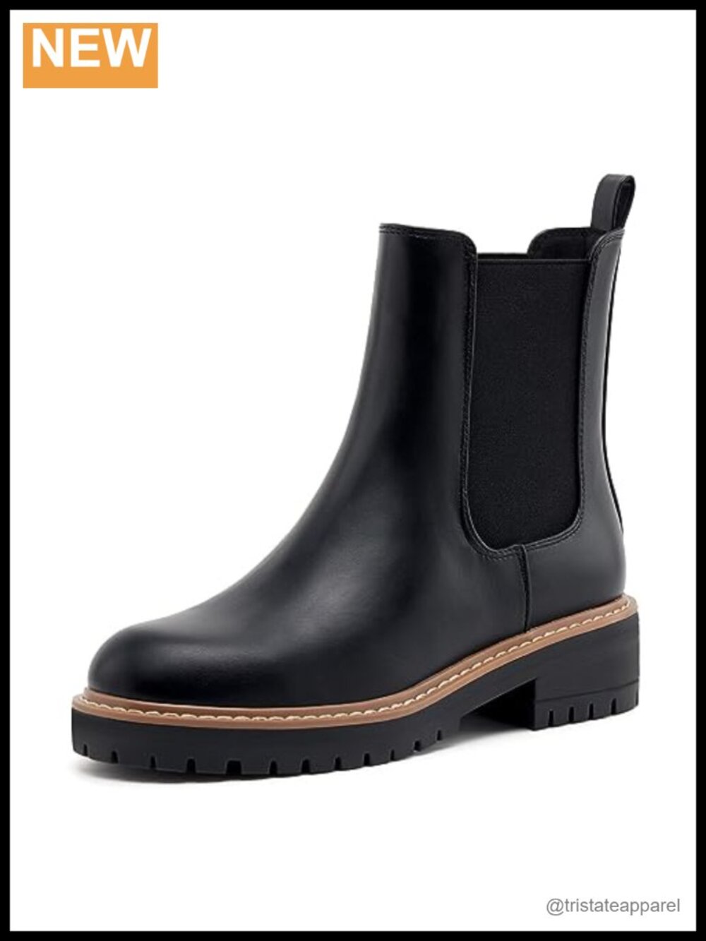 Chelsea Boots Faux Leather Slip On Ankle Booties Block Heel